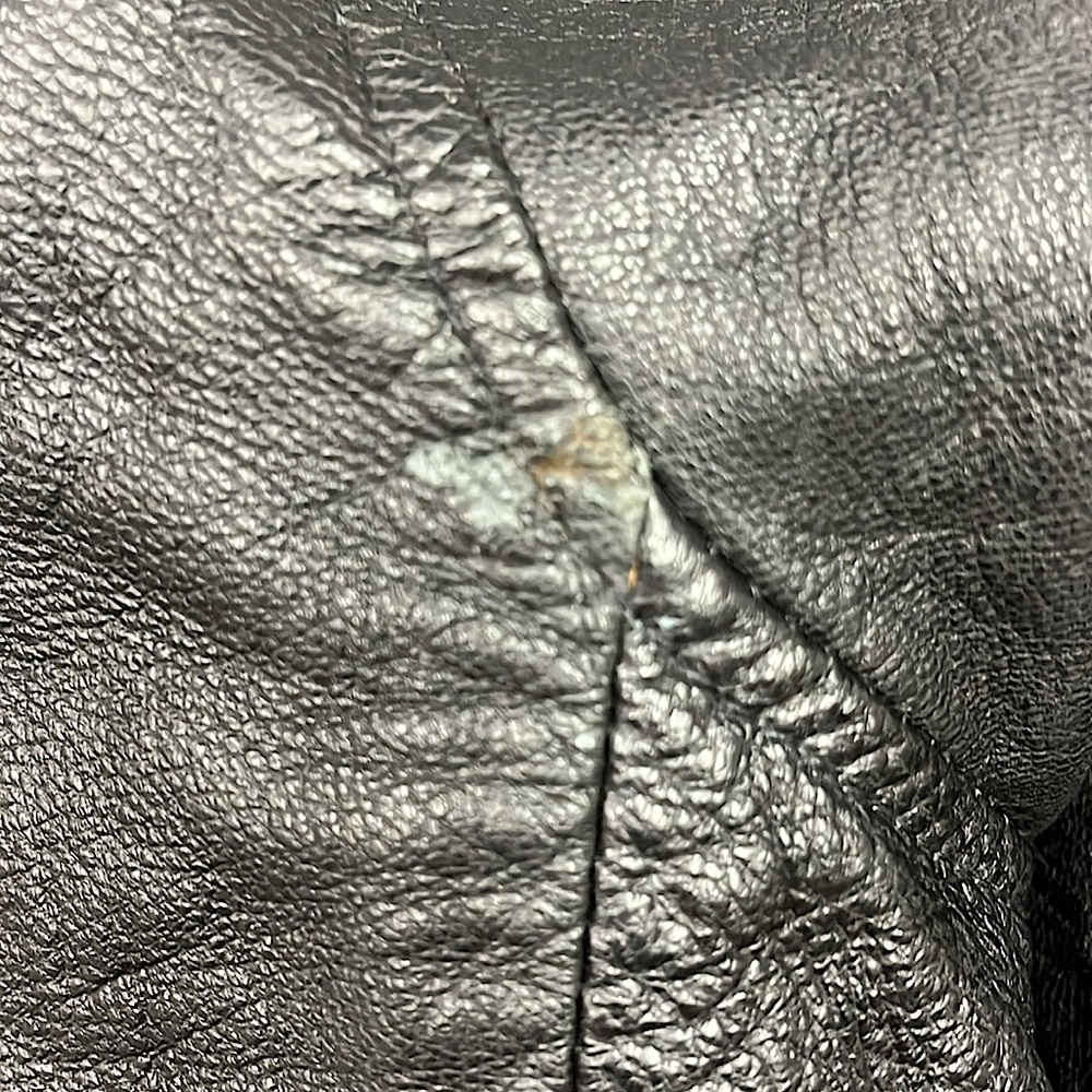 Black Leather Bomber Jacket - Polyester Lining - … - image 5